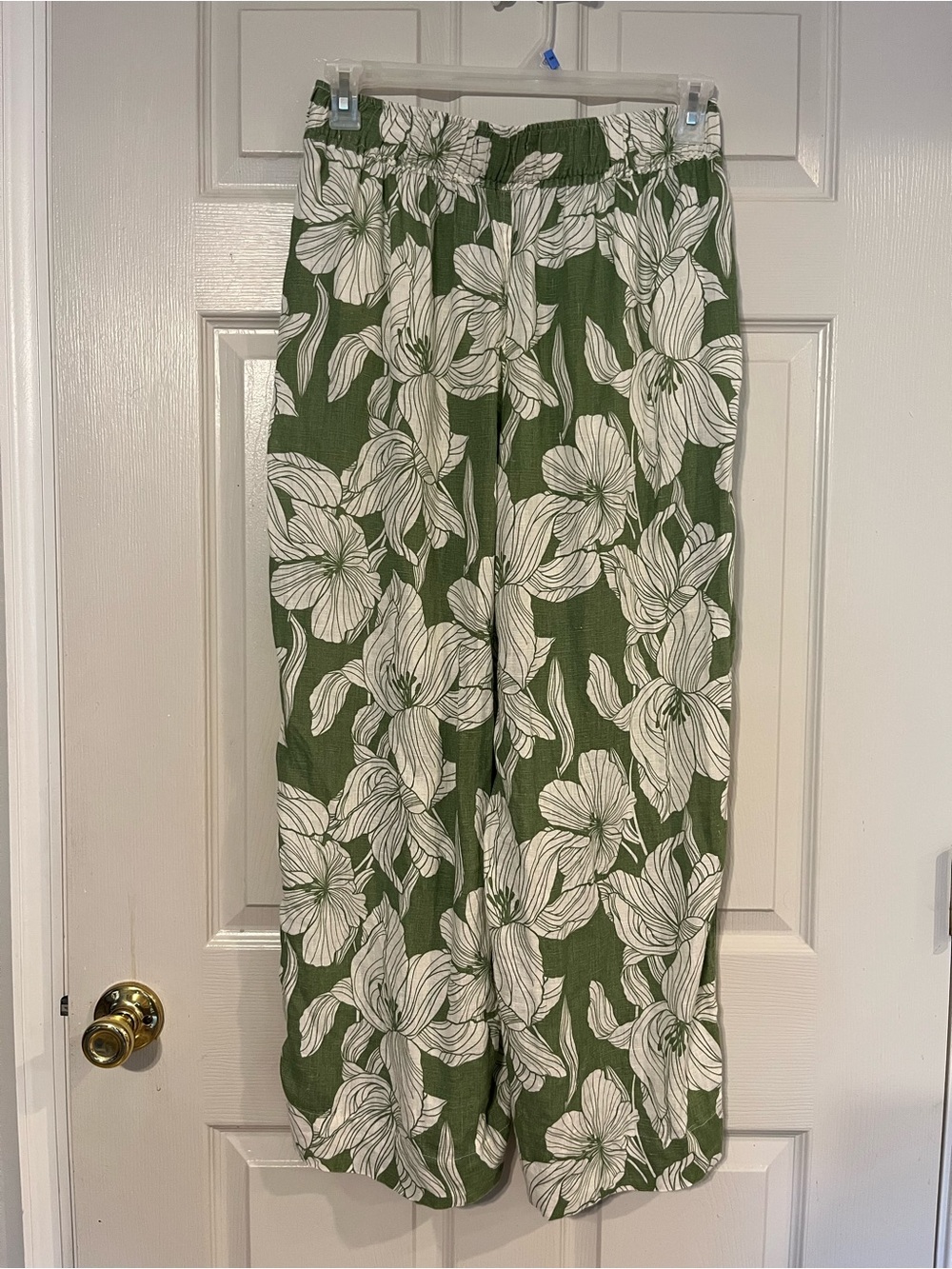 #p1 Tahari Women’s Green and White Floral Linen Pants Large - Picture 4 of 8